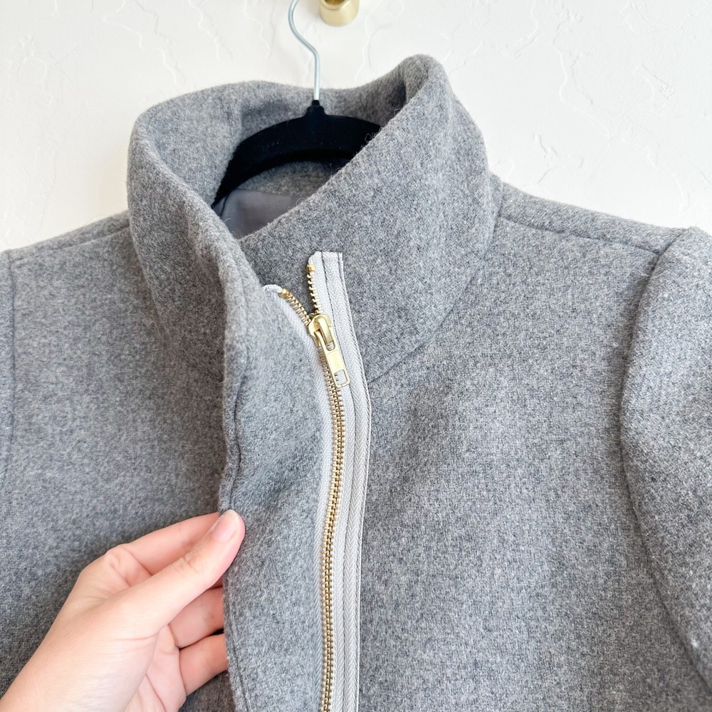 J.Crew Mercantile | City Wool Blend Stand Collar Mid Length Coat Jacket Gray 00P - Picture 4 of 7